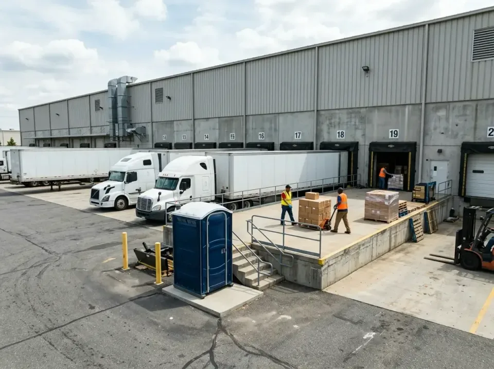 Porta Potty — Warehouse Facility — Porta Potty, Warehouse Building, Semi Truck, Warehouse Facility, Porta Potty Rentals and…
