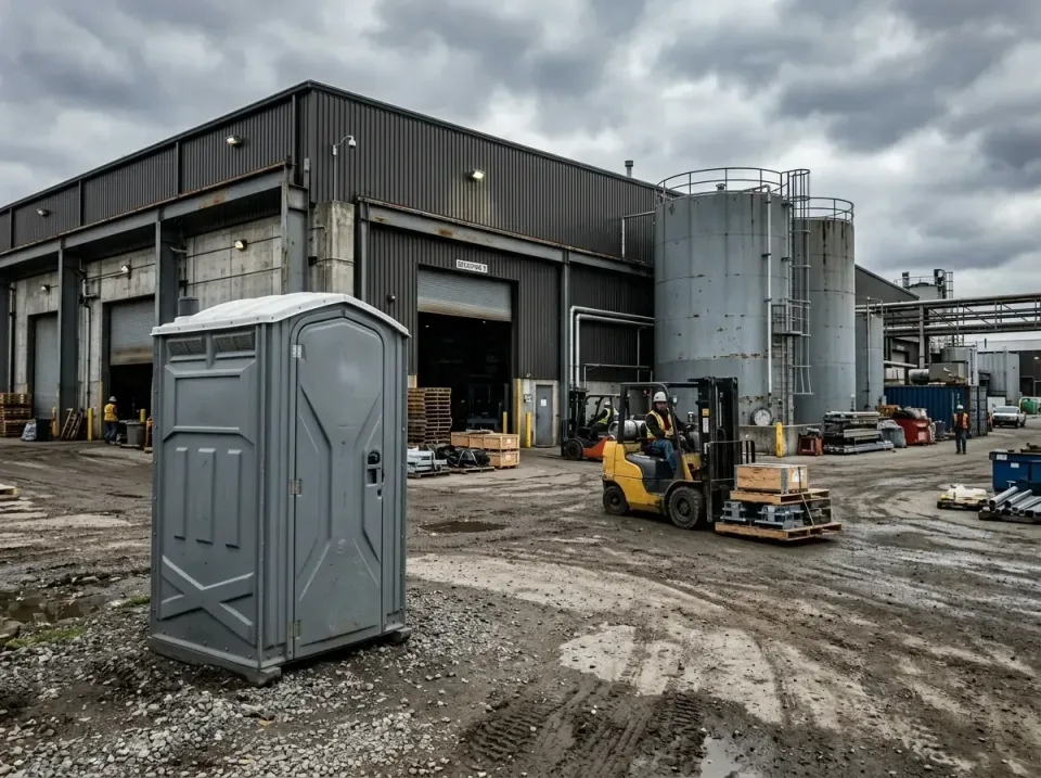 Porta Potty — Industrial Site — Porta Potty, Forklift, Industrial Building, Industrial Site, Porta Potty Rentals and Dumpste…