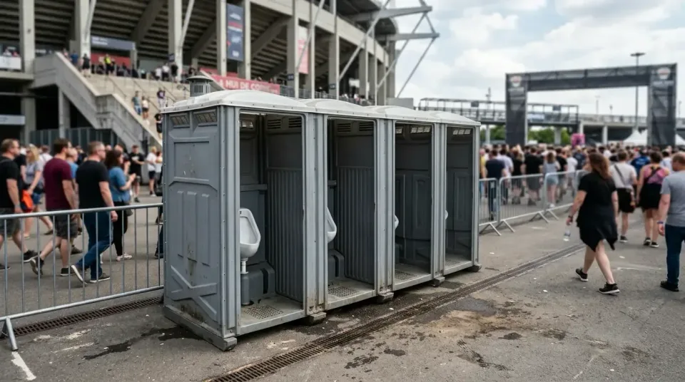 Portable Urinal Station — Outdoor Event — Portable Urinal Station, Stadium, Crowd of People, Outdoor Event, Porta Potty Rent…